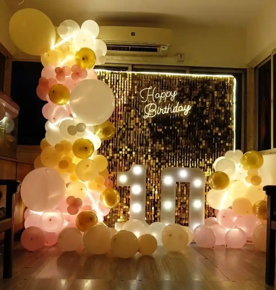 Radiant Glow Gold Sequin Birthday Decoration